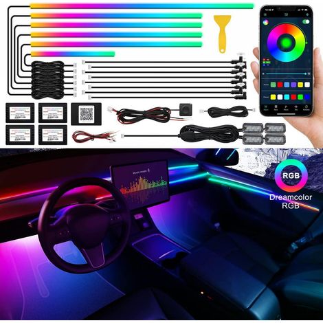 Auto Innenraum LED Beleuchtung mit App-Steuerung, RGBIC Dreamcolor, Musikaktiv (1/5)