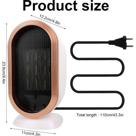 Chauffage soufflant 1200W – Radiateur électrique portable PTC – Silencieux 30dB – Chauffage rapide pour bureau et domicile (1/5)