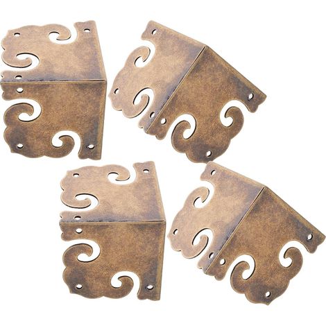 Protections d'angle en Laiton 4 Pièces, Équerres Métalliques pour Mobilier, Protection Contre Les Chocs De Pieds De Table, Style Vintage, Adaptées Aux Meubles en Bois (1/5)