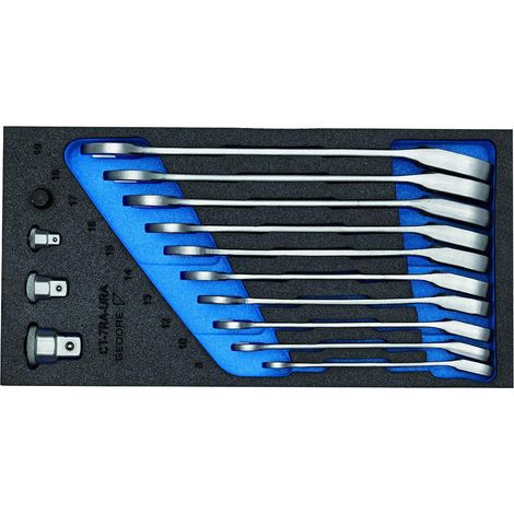GEDORE 1500 CT1-7 URA Satz Maulschlüssel m. Ringratsche umschaltbar in Check-Tool-Modul (1/2)