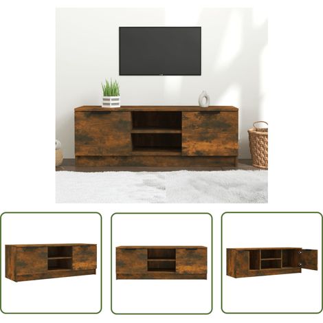 The Living Store Meuble TV Chêne fumé 102x35x36,5 cm Bois d'ingénierie - Meuble Tv - Meuble Salon - Support Tv - Unité Tv - Bois D'ingénierie (1/5)