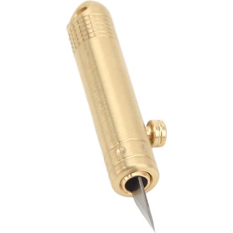 Couteau télescopique miniature en laiton, petit couteau EDC d'autodéfense, avec anneau porte-clés, idéal pour ouvrir les cartons d'expédition. (1/5)