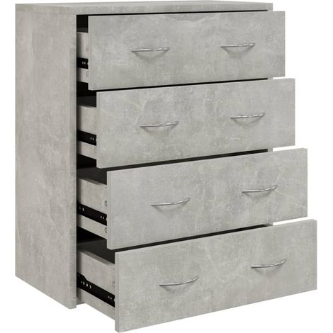 Credenza cassettiera mobile contenitore organizer cucina soggiorno soggiorno con 4 cassetti 60 x 30,5 x 71 cm grigio cemento 020029753