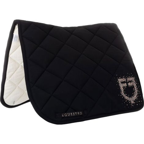 pony, Bianco: Sottosella da dressage in tessuto tecnico con logo in strass Stones edition