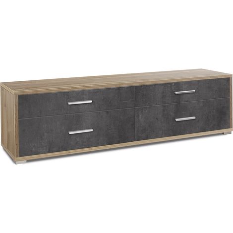 Mobile Basso 4 Cassetti 179x50x47 cm Noce Stelvio/Ossido Nero (1/3)