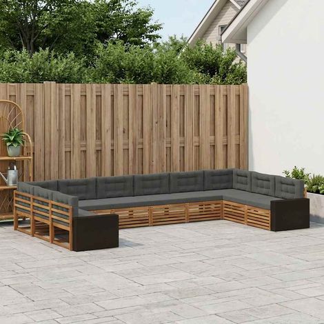 vidaXL Sofagarnituren mit Kissen 10 pcs Massivholz Akazie (1/5)