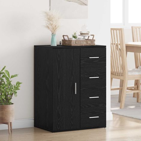 vidaXL  Sideboard  with Drawer Black Oak 59 x 39 x 80 cm Engineered Wood