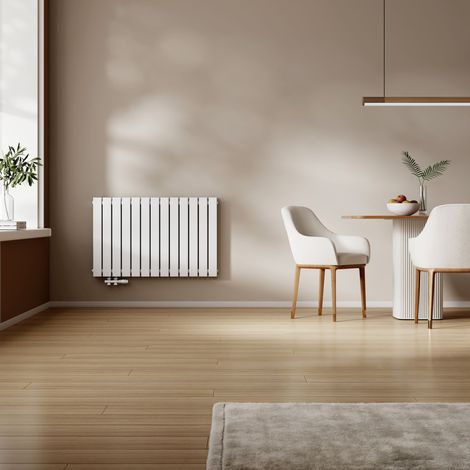 EMKE Heizkörper Flach Design Paneelheizkörper Seitenanschluss Horizontal, Doppellagig, Weiß, 63x100cm, 1343W