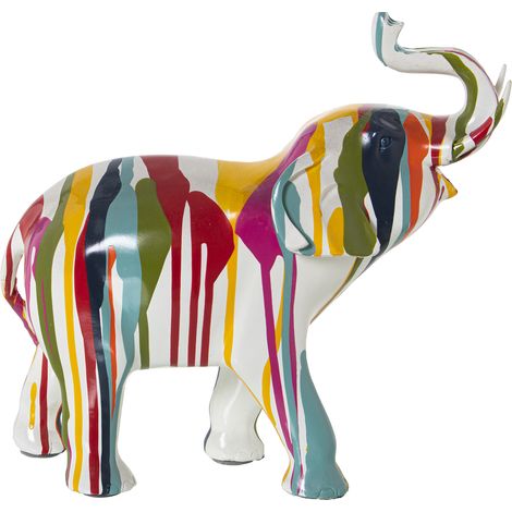 Figurine éléphant en résine multicolore Graffiti 30X12X28 Cm (1/4)