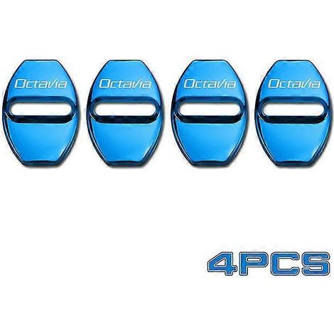 Cache de protection de boucle de verrouillage de porte en acier inoxydable pour Skoda Octavia A7 Fabia Superb - Accessoires auto - Cache de protection de verrouillage de porte - bleu (1/5)