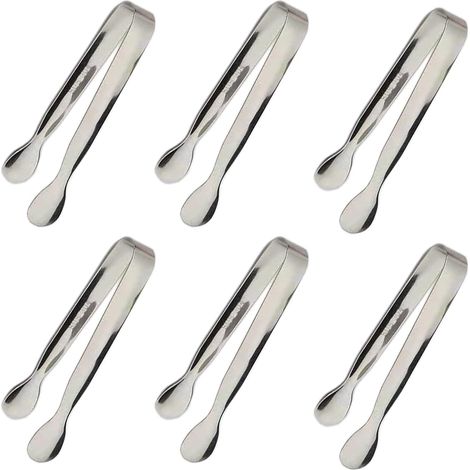 Set di 6 mini pinze per gelato e zucchero, utensili da cucina in acciaio inox, piccole pinze da 10,8 cm per antipasti, snack, bar, dessert