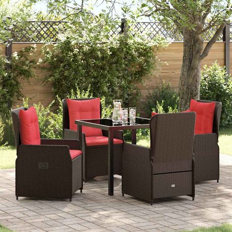 Garten Essgruppe 5 pcs Braun Poly Rattan (1/5)