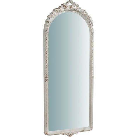 Specchio Specchiera da Parete e Appendere verticale/orizzontale in legno finitura bianco anticato L34xPR5xH87 cm Made in Italy (1/5)