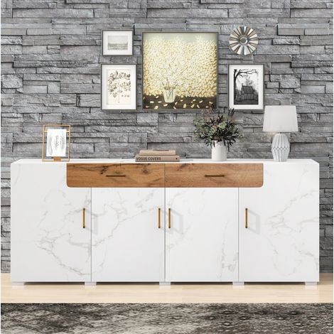 Sideboard Kommode Aufbewahrung 208 cm Weiß OKMYHOME (1/5)