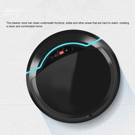 Aspirateur robot intelligent automatique rechargeable par USB, de couleur noire. (1/5)