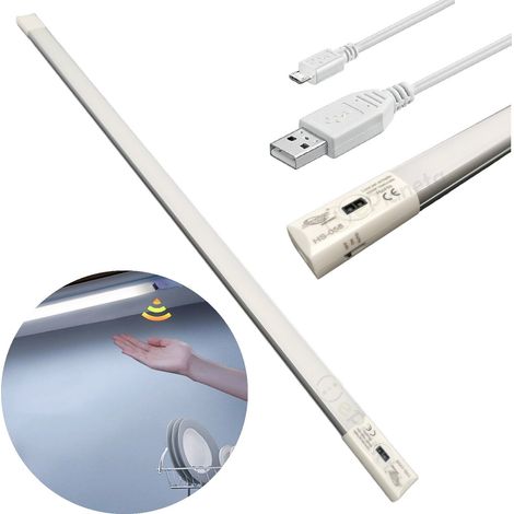 Barra led 48cm ricaricabile con sensore di movimento a mano scansione manuale sottopensile lampada luce per cucina armadio Naturale