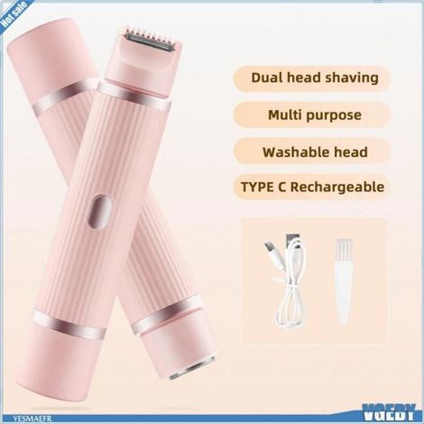 Ashata Tondeuse à double tête pour dame Dual Head Lady Trimmer Electric Lady Full Body Trimmer Bikini beaute d'epilation Rose (1/5)