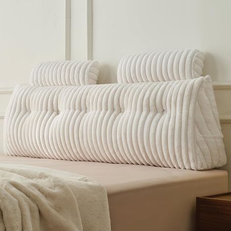 Coussin de Lecture pour Lit, Coussin Dossier Canapé, Support De Positionnement, Doux et Confortable, Blanc, 150 cm (1/5)