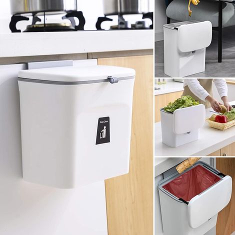 Poubelle Suspendue Cuisine, 7L - Murale, Camping Car - 26 x 13 x 23CM,pour nettoyer les poubelles. (1/5)