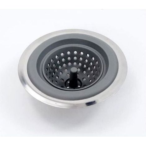 Drain de fossé filtre à ordures évier filtre à ordures lavabo drain acier inoxydable + filtre à déchets en silicone filet de drain (1/3)