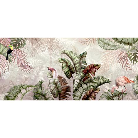 Papier peint panoramique - Flamant Rose Tropical - 130 cm x 59 cm (1/2)