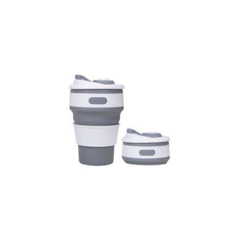 Gobelet pliable en silicone pour voyage, capacité 350 ml, gris (1/5)