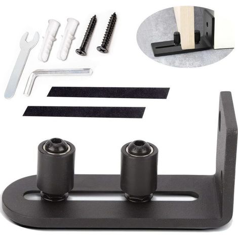 1pcs de guide-sol réglable pour portail coulissant, rail de porte coulissante, 1 portes (pas de rainure sur la porte, pas de perçage du sol) (1/4)