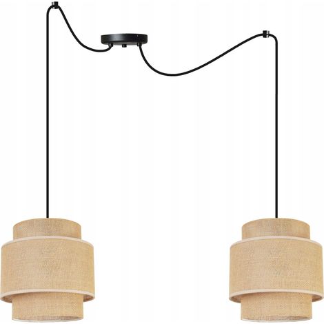 LAMPADA A SOSPENSIONE, LAMPADARIO DA SOFFITTO, PARALUME, BOHO JUTA (1/5)