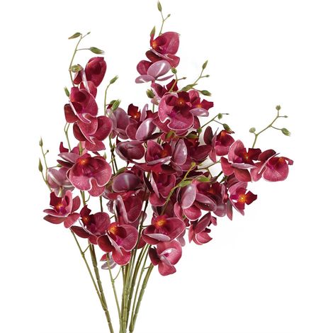 Pack of 6 x 80cm Dark Pink Artificial Mini Orchid Stem (1/5)