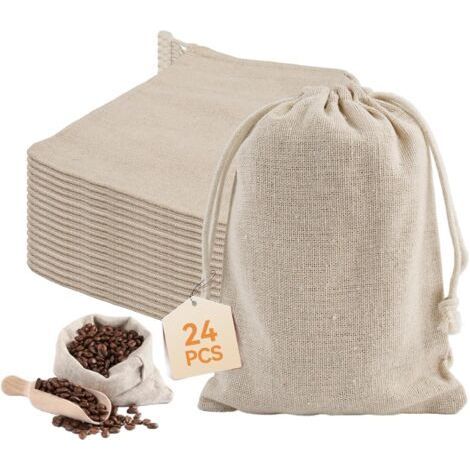 Lot de 24 Sac Tissu Cordon, 13 x 18 cm Pochon Tissu avec Cordon de Serrage,Sac Cadeau à Cordon Reutilisable,Pochon Coton a Personnaliser pour Anniversaire, Mariage, Fête d'enfant, Baptême-Chrom (1/4)