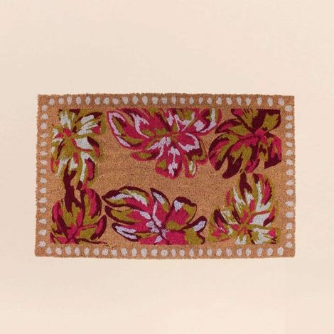 Paillasson coco imprimé floral rose 50x80cm (1/5)