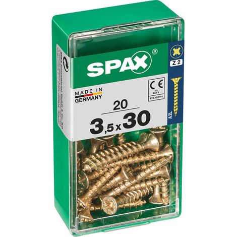 Boîte 20 Unités. Vis A Bois Spax Cab. Plat Yellox 3.5x30mm Spax (1/2)
