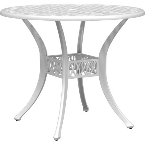 Table de jardin blanc Ø90x75 aluminium coulé (1/5)