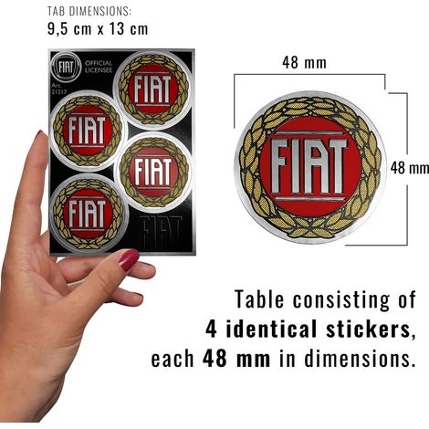Fiat Adesivi Chrome Tabs - Modello: 4 LOGHI ROSSO VINTAGE