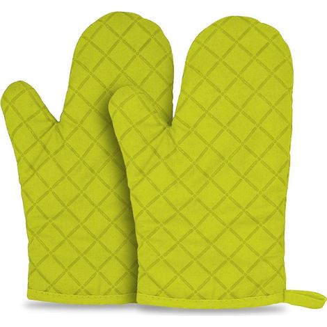 Gants de cuisine en silicone résistant à la chaleur, maniques antidérapantes (vertes, 1 paire) (1/5)