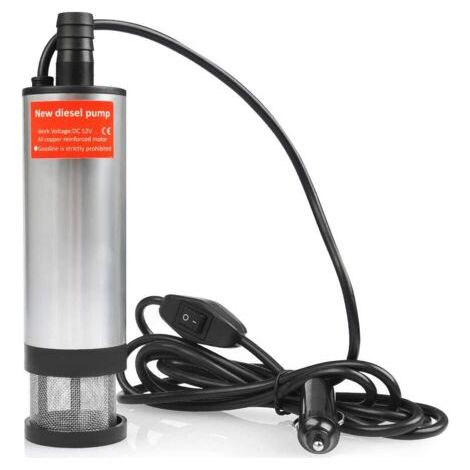 Pompe submersible 12V 51mm, pompe de transfert de carburant de voiture pour eau diesel liquide, pompe de véhicule en acier inoxydable avec allume-cigare voiture bateau SUV