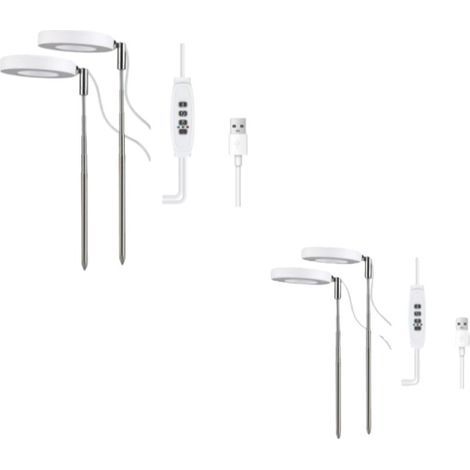 Élèvent Lumière Plantes,Lampe de Croissance LED à Spectre Complet Réglable en Hauteur pour Petites Plantes,9 Luminosité Réglable, Rotatif à 180° & Minuterie Marche(Pack de 2 têtes × 2)