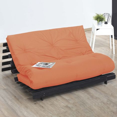 Matelas futon coton et fibres recyclés fabriqué en France Couleur Goyave 90 x 190