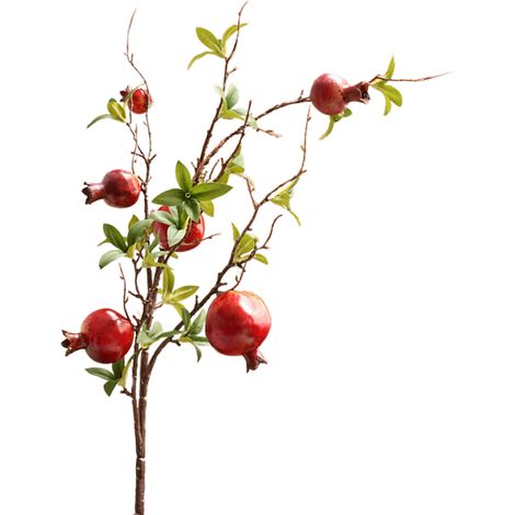 Tige de branche de grenade artificielle à 6 têtes, Faux fruits pour Vase, décoration d'arbre de grenade réaliste, fête à domicile, jardin rouge (1/5)