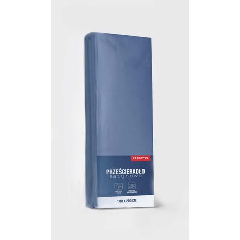 Drap-housse satin 90x200 microfibre bleu (1/4)