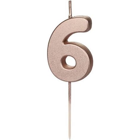 Candelina di compleanno, 6 pezzi, oro rosa, 4,5 cm