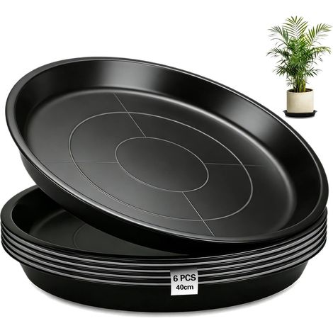 6 Pièces Flower Pot Saucer 40cm Soucoupes pour Plantes Rondes Noir Plant Saucers, Soucoupes pour Pots de Fleurs, Plateaux de Planteur, pour Intérieur, Extérieur, Jardin, Balcon, Salon (1/5)