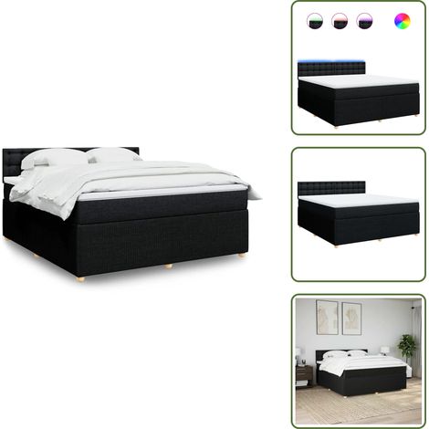 Boxspringbett mit Matratze Schwarz 180x200 cm Stoff - Boxspringbett - Boxspringbetten - Bett - Bettgestell (1/5)