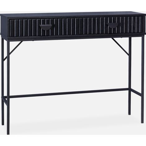 Consola con efecto madera estriada negra, 100cm (1/5)