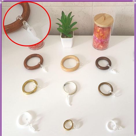 Crochets de rideaux, pour relier des anneaux en bois et en métal, accessoires de rideaux, anneaux de rideaux de camion en plastique (10 pièces)