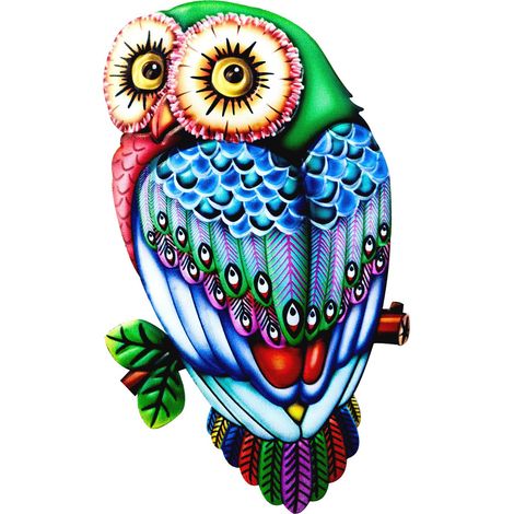 Decoración de pared metálica original de tamaño mediano con forma de búho, 4 colores, diseño único. (1/5)