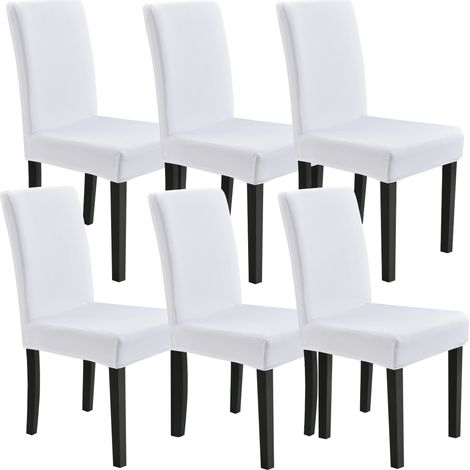 Set de 6 housses de chaise protecteur élastique blanc (1/5)
