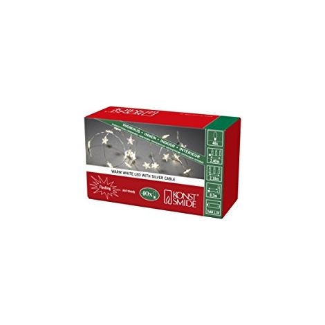 Konstsmide Luci a LED a filo nudo e stelle a batteria, catena a filo spinato/batteria per uso interno/40 diodi bianchi caldi/statici o lampeggianti/3 batterie AA (escluse)/luci stringa a filo argentat (1/4)