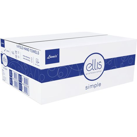 Ellis weiße Papierhandtücher, V-gefaltet, 21 x 22 cm, 3000 Blatt