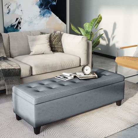 Panca contenitore imbottita con coperchio 125 cm OKMYHOME (1/4)